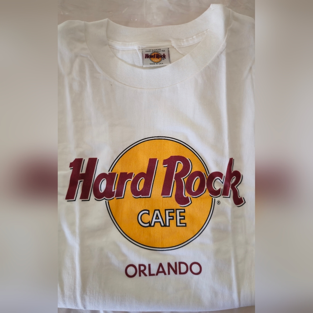 Hard Rock Cafe White Tee with Yellow and Red Logo